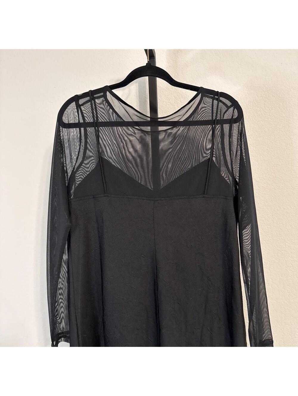 NWT DKNY Donna Karan New York Illusion Long-Sleeve Crushed Charmeuse Dress - XL - Picture 7 of 11